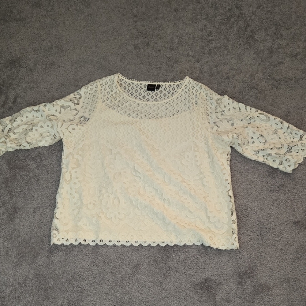 Rafaella Cream Lace Blouse, Size 2X